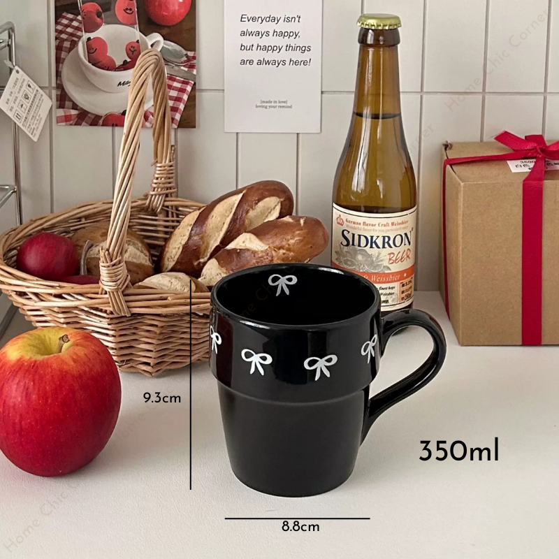 Cốc sứ nơ trắng đen