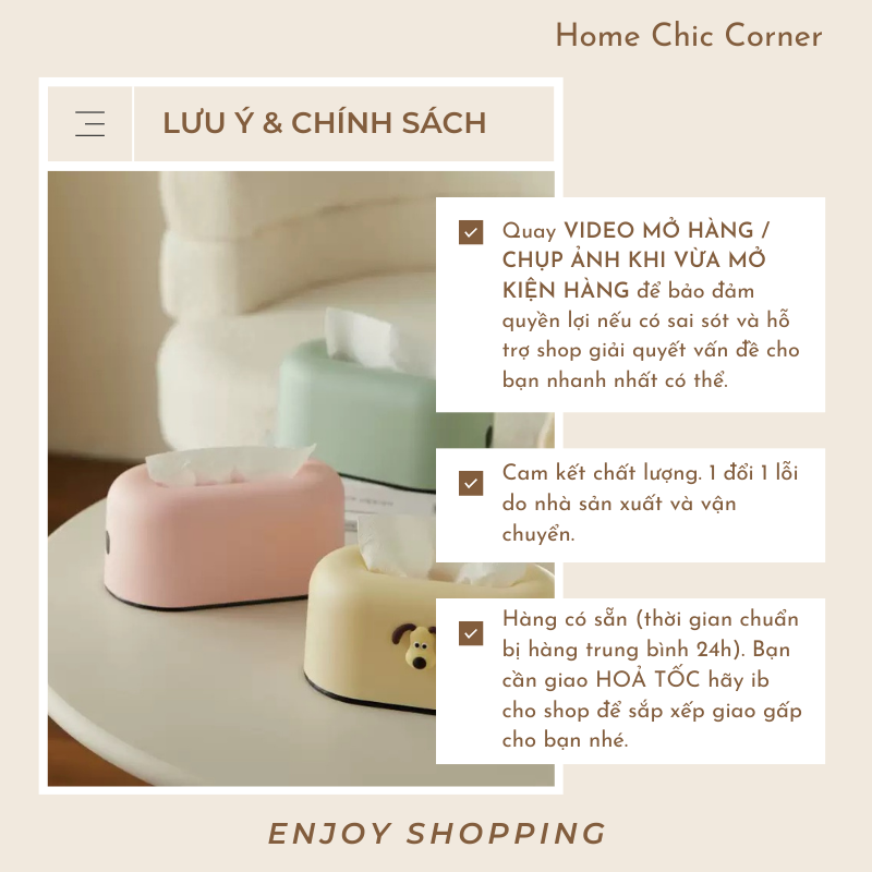 Hộp đựng khăn giấy để bàn Tissue Box nhiều màu phong cách Hàn Quốc