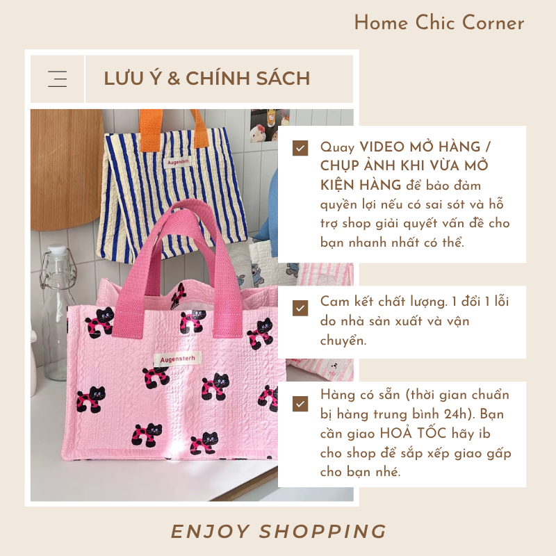 Túi tote đựng hộp cơm nhiều màu pastel dễ thương