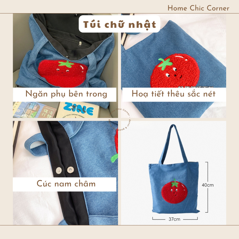 Túi tote vải denim canvas Tomato