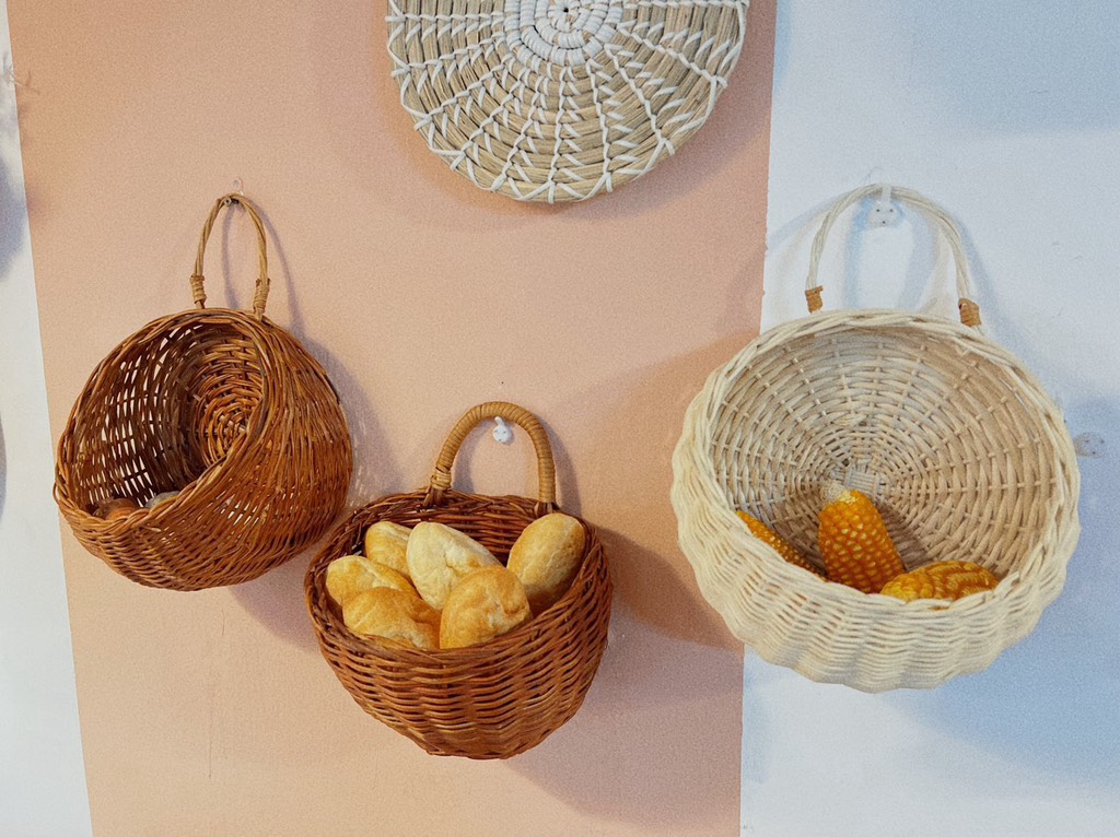 Giỏ mây hành tỏi giỏ treo trang trí mây tre tự nhiên