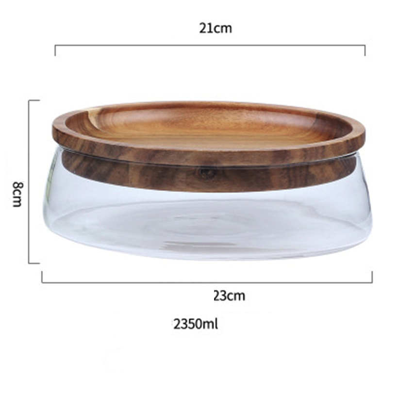 Hộp thuỷ tinh nắp gỗ đựng trái cây, hạt, bánh kẹo, hộp mứt tết