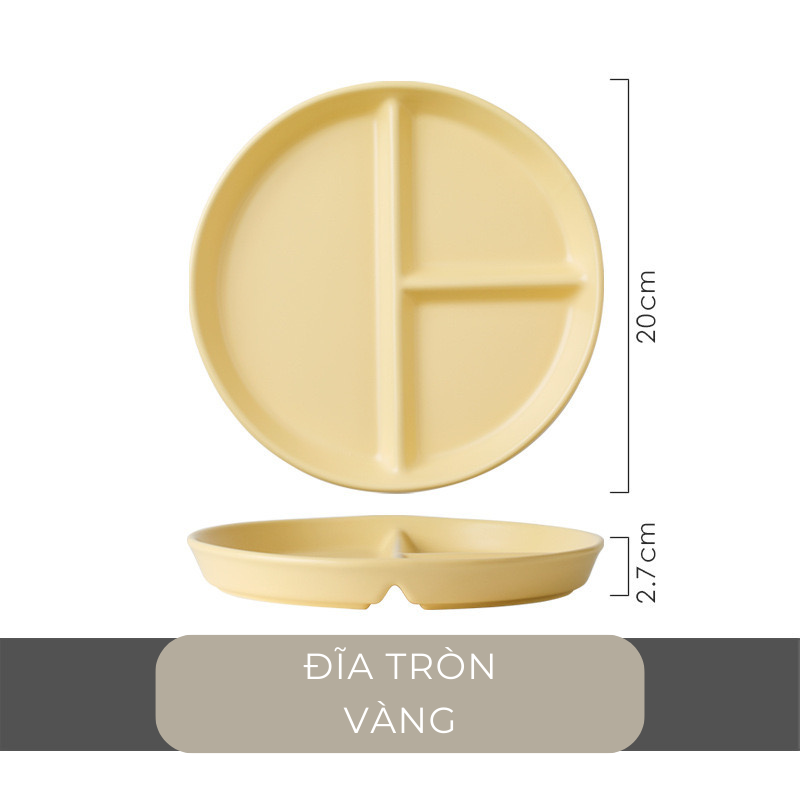 Đĩa sứ chia ngăn màu pastel