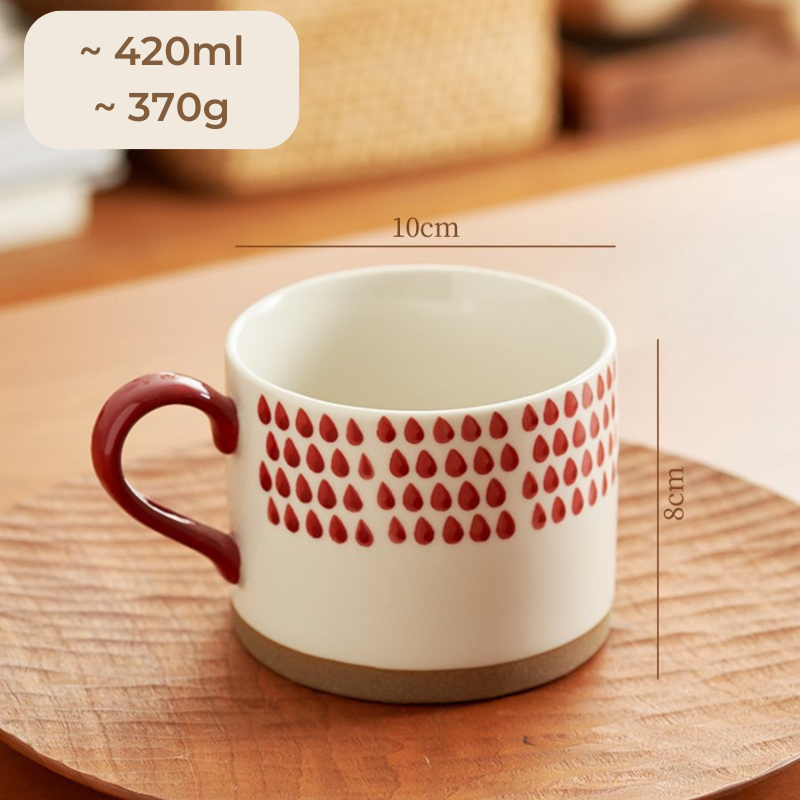 Cốc sứ hoạ tiết màu đỏ