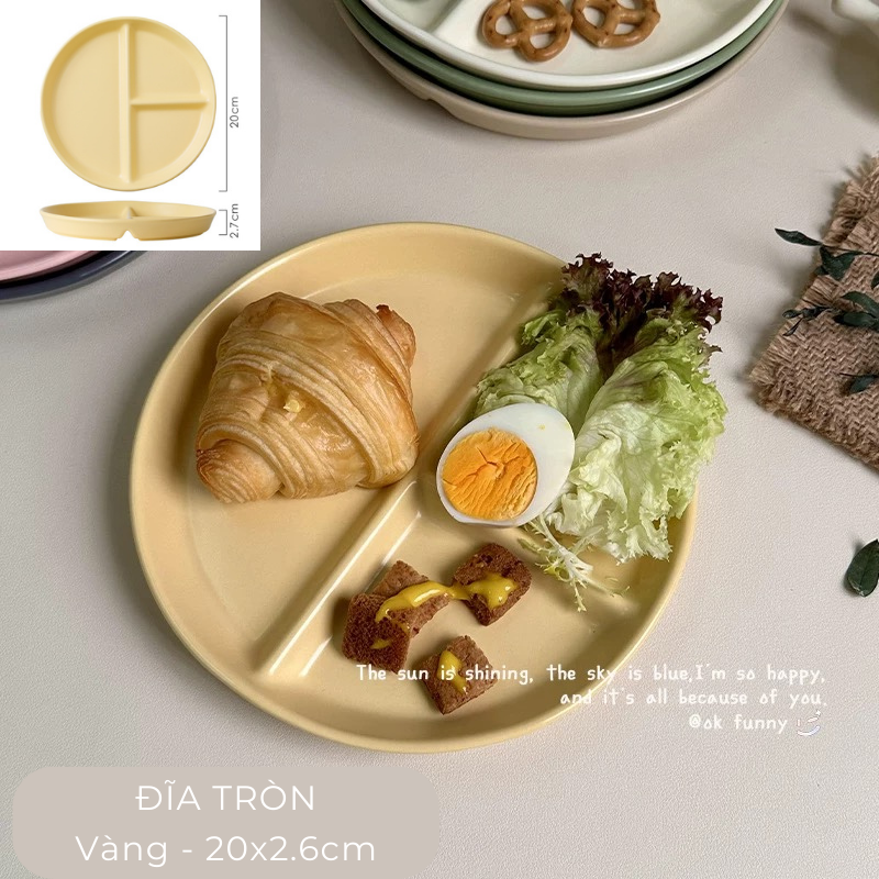 Đĩa sứ chia ngăn màu pastel