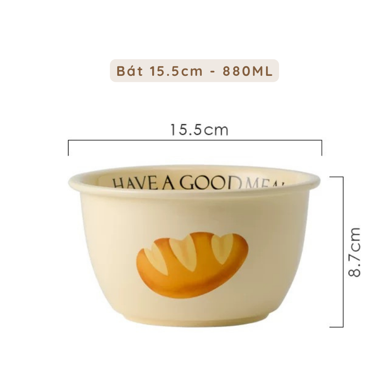 Chén dĩa tô in hình bánh mì