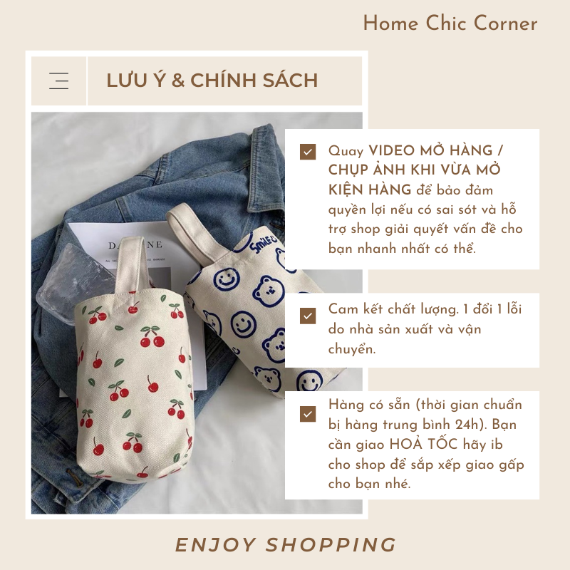 Túi vải canvas mini đựng đồ đa năng