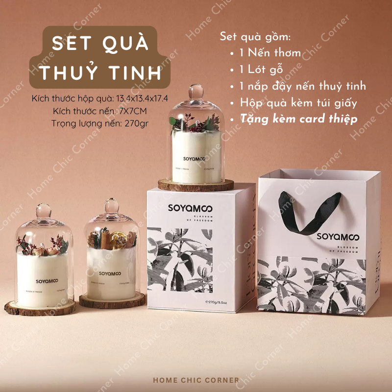 Set quà nến thơm Soyam by Citta nắp thuỷ tinh