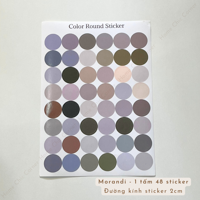 Bộ 48 stickers tròn decor trang trí dán postcard