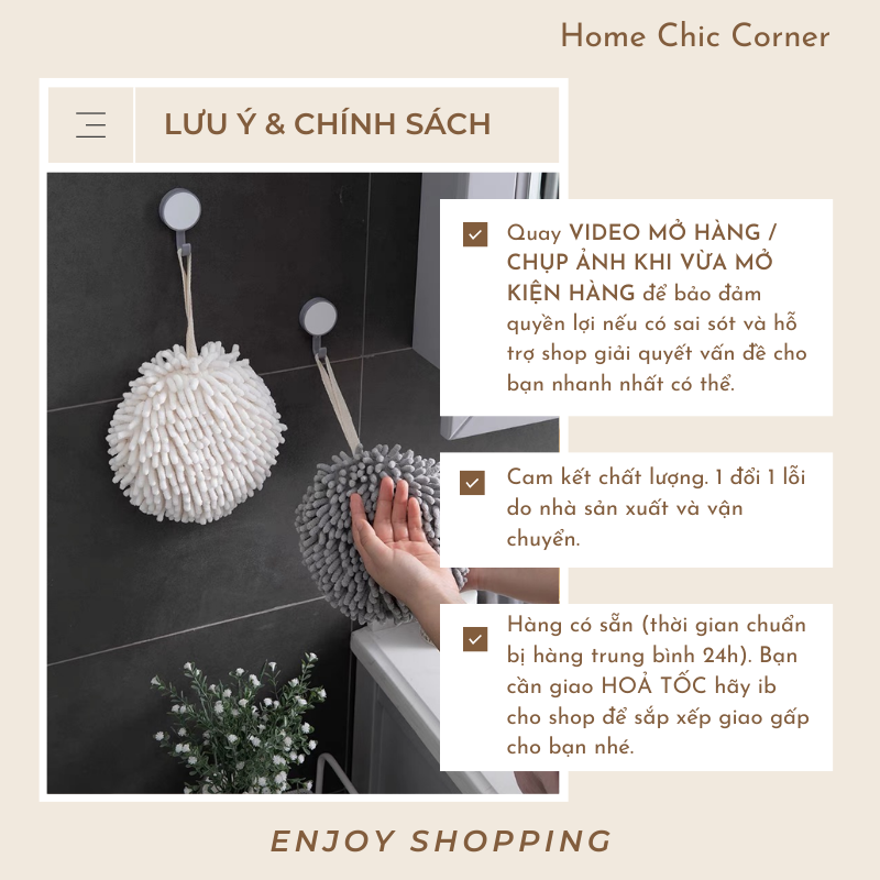 Khăn lau tay hình quả cầu decor bếp đa năng