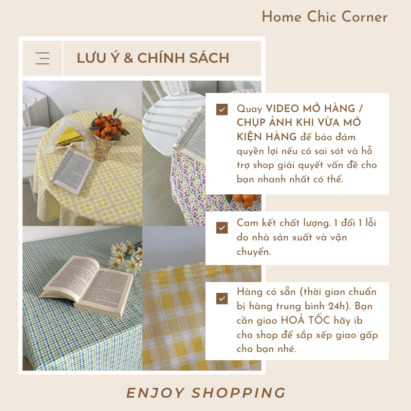 Khăn bàn caro kẻ sọc phụ kiện chụp ảnh picnic phong cách Hàn quốc