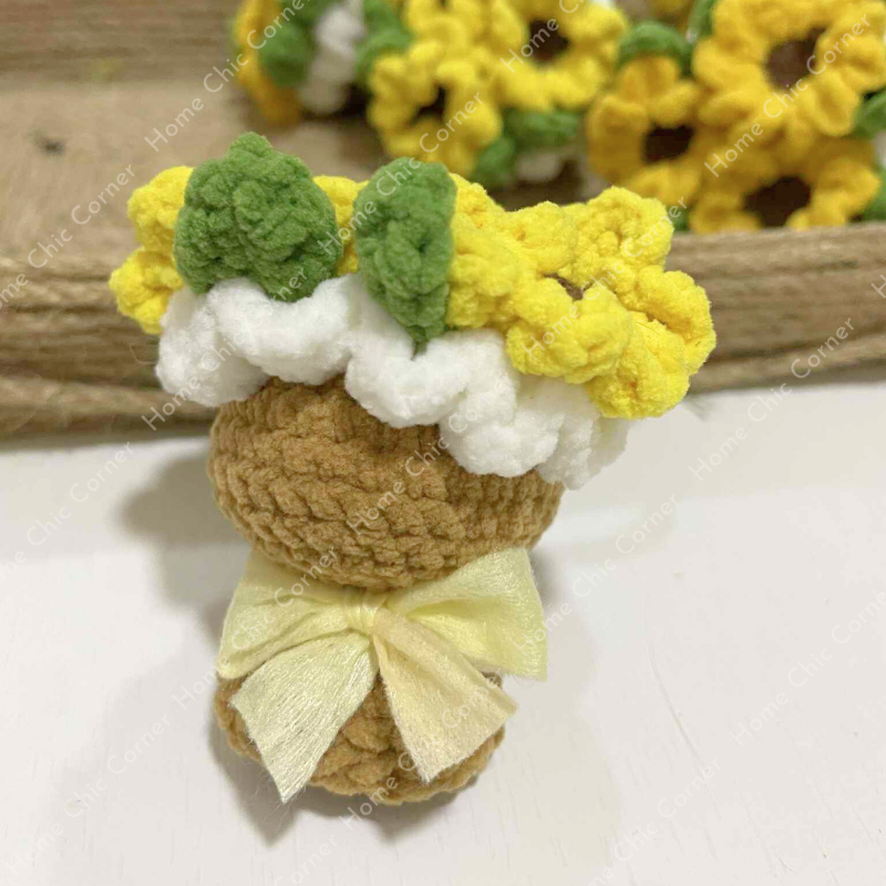 Móc khoá len bó hoa mini handmade