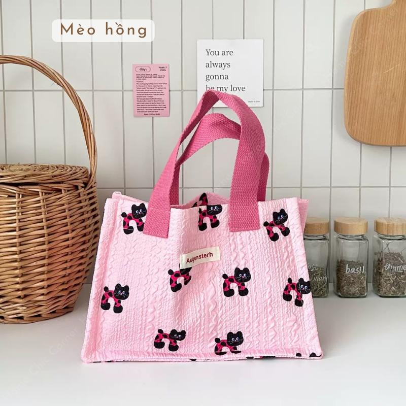 Túi tote đựng hộp cơm nhiều màu pastel dễ thương