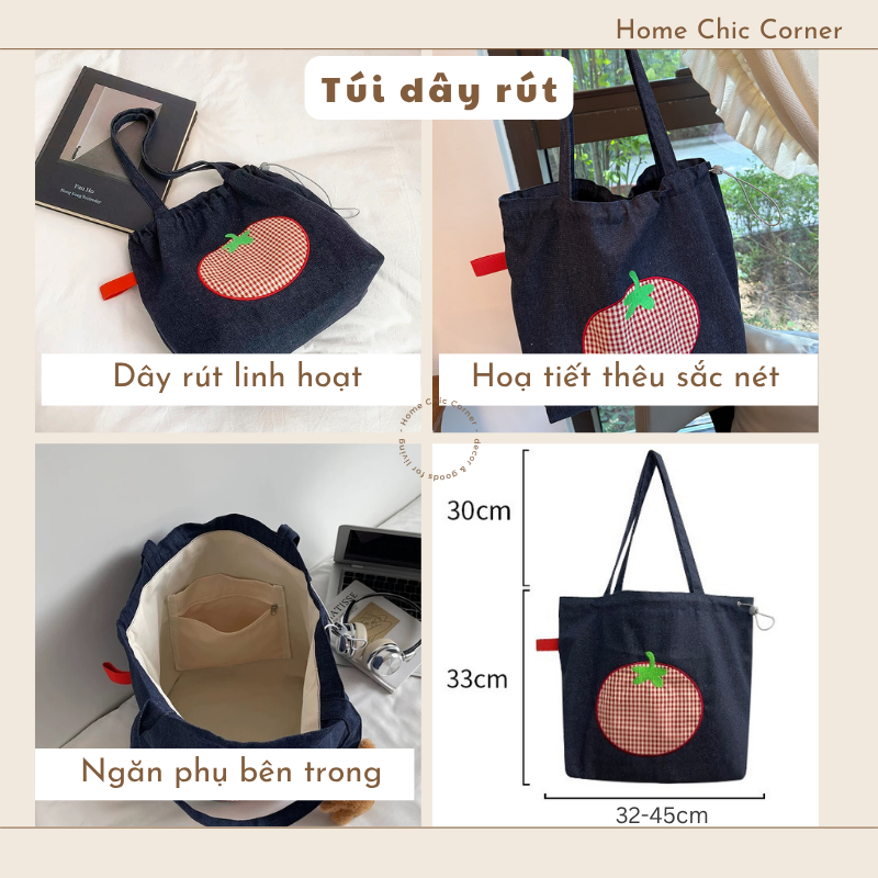 Túi tote vải denim canvas Tomato