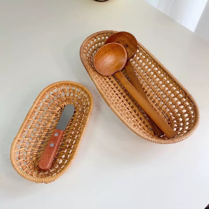 Rổ mây oval mây tre tự nhiên