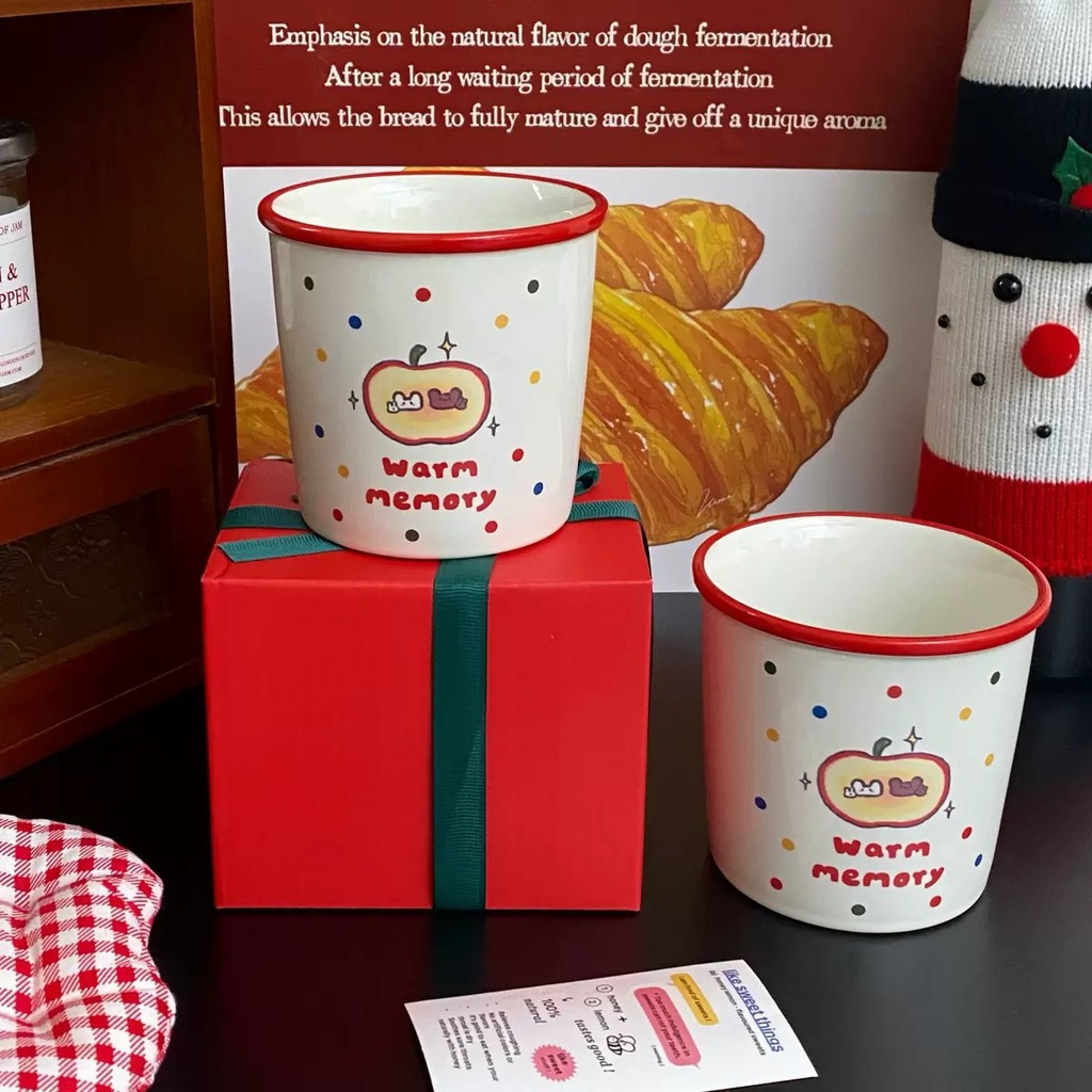 Cốc sứ hoạ tiết táo warm memory