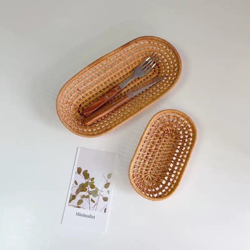 Rổ mây oval mây tre tự nhiên