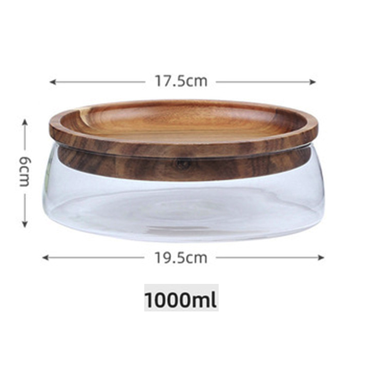 Hộp thuỷ tinh nắp gỗ đựng trái cây, hạt, bánh kẹo, hộp mứt tết