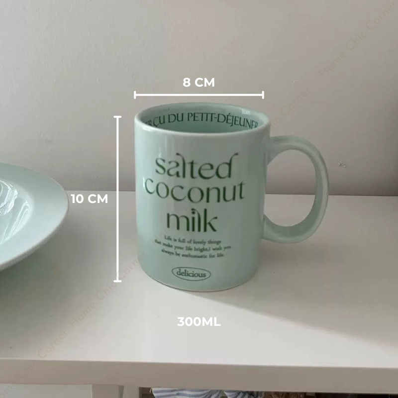 Cốc dĩa pastel in chữ phong cách dễ thương Hàn Quốc