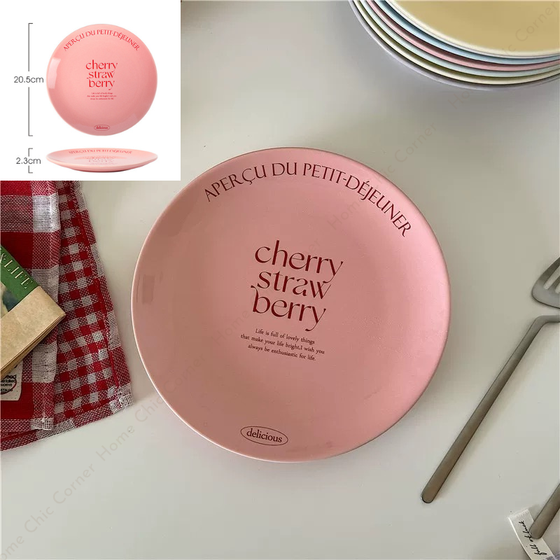 Cốc dĩa pastel in chữ phong cách dễ thương Hàn Quốc