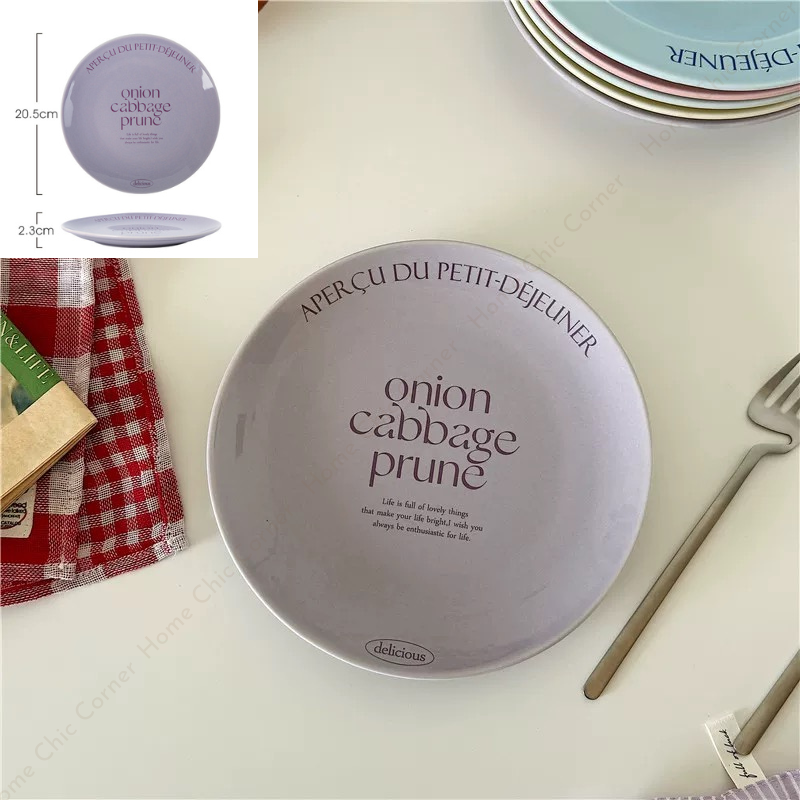 Cốc dĩa pastel in chữ phong cách dễ thương Hàn Quốc