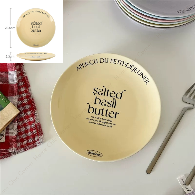 Cốc dĩa pastel in chữ phong cách dễ thương Hàn Quốc