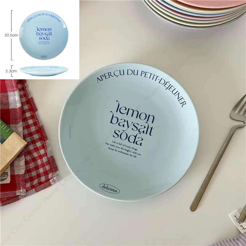 Cốc dĩa pastel in chữ phong cách dễ thương Hàn Quốc