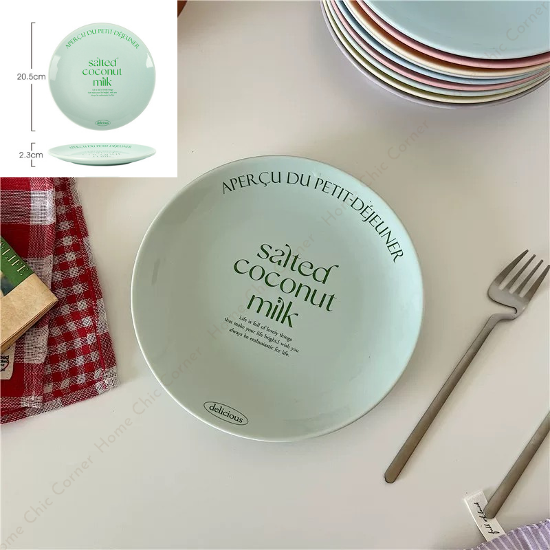 Cốc dĩa pastel in chữ phong cách dễ thương Hàn Quốc