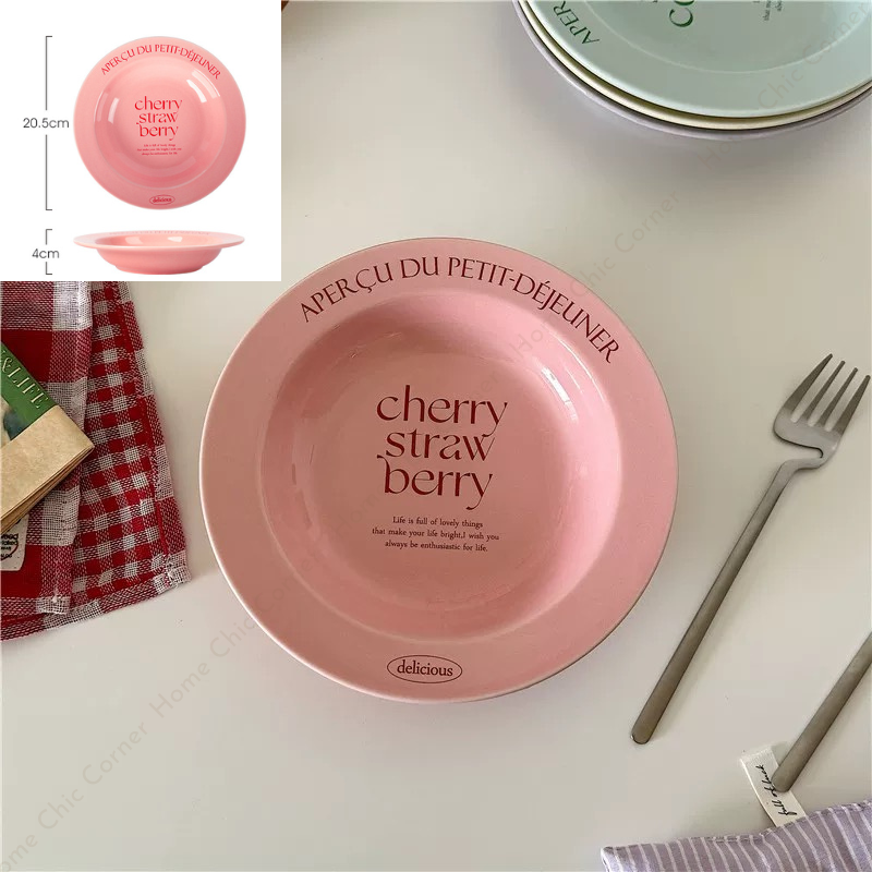 Cốc dĩa pastel in chữ phong cách dễ thương Hàn Quốc