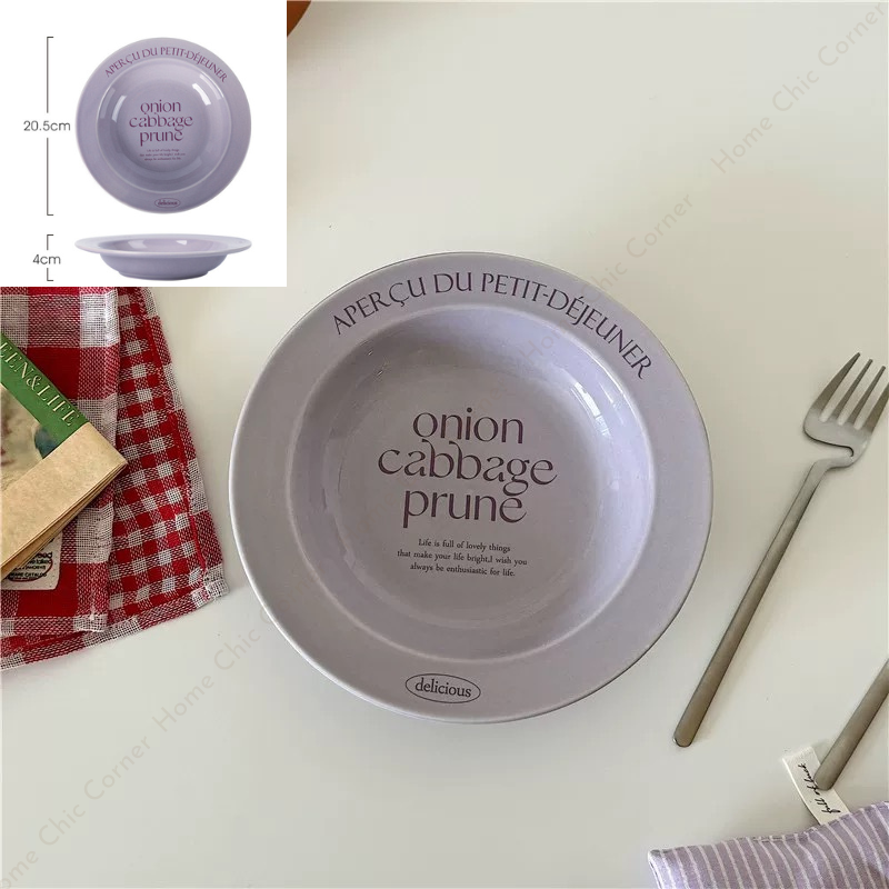 Cốc dĩa pastel in chữ phong cách dễ thương Hàn Quốc