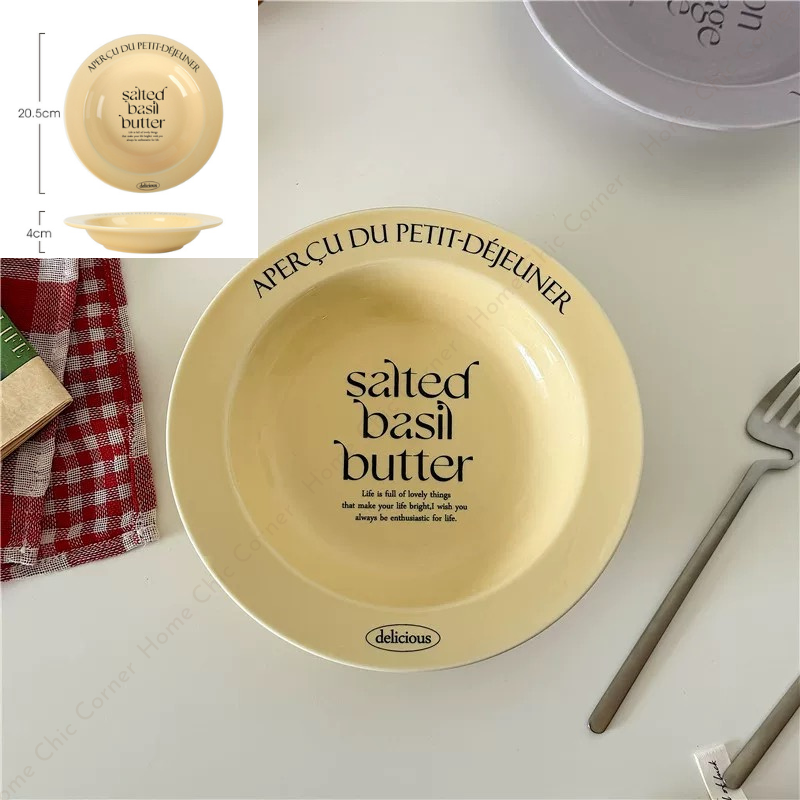 Cốc dĩa pastel in chữ phong cách dễ thương Hàn Quốc