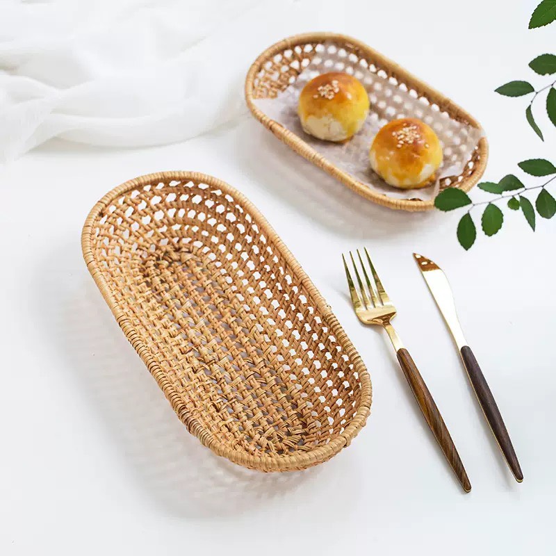 Rổ mây oval mây tre tự nhiên