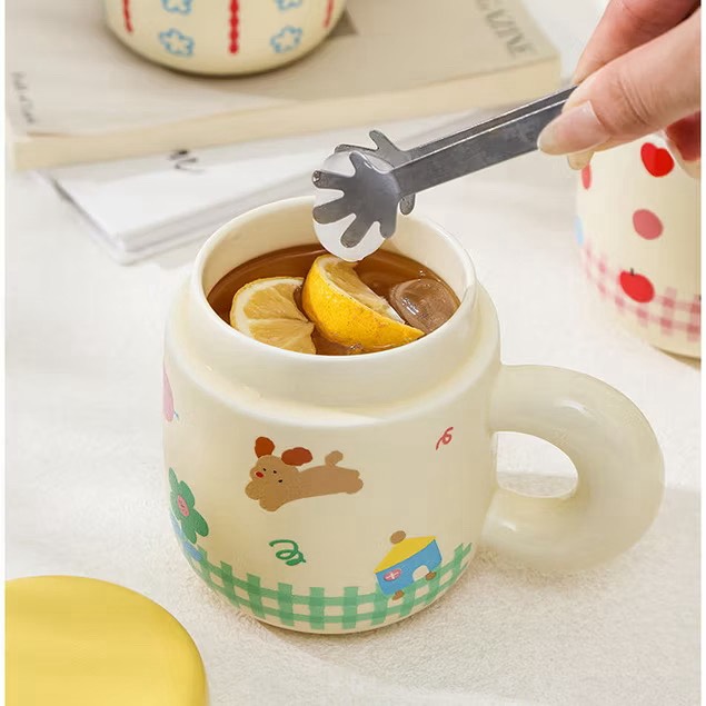 Cốc sứ có nắp và lõi lọc trà dễ thương 500ML