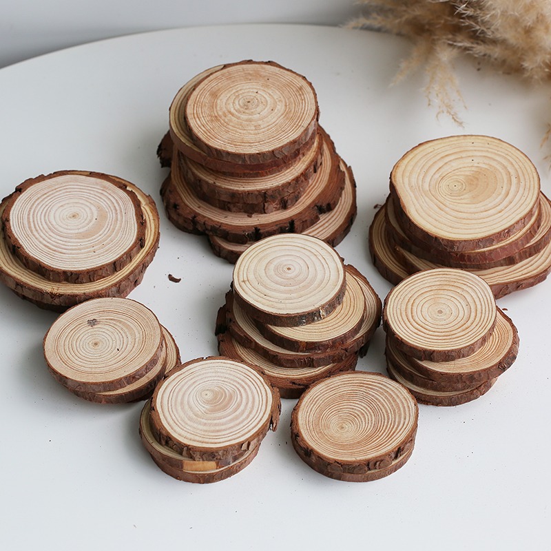 Lót nến gỗ lót ly vân gỗ mộc đường kính 10-12cm