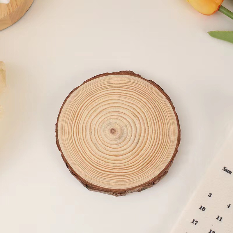 Lót nến gỗ lót ly vân gỗ mộc đường kính 10-12cm