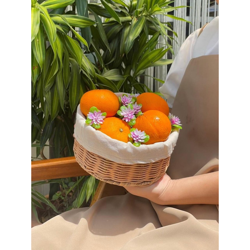 Rổ mây tròn có lót vải