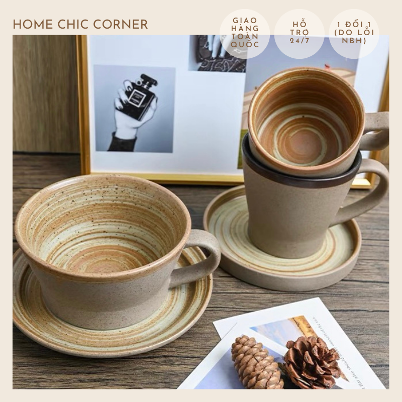 Cốc ly đĩa gốm men xoáy