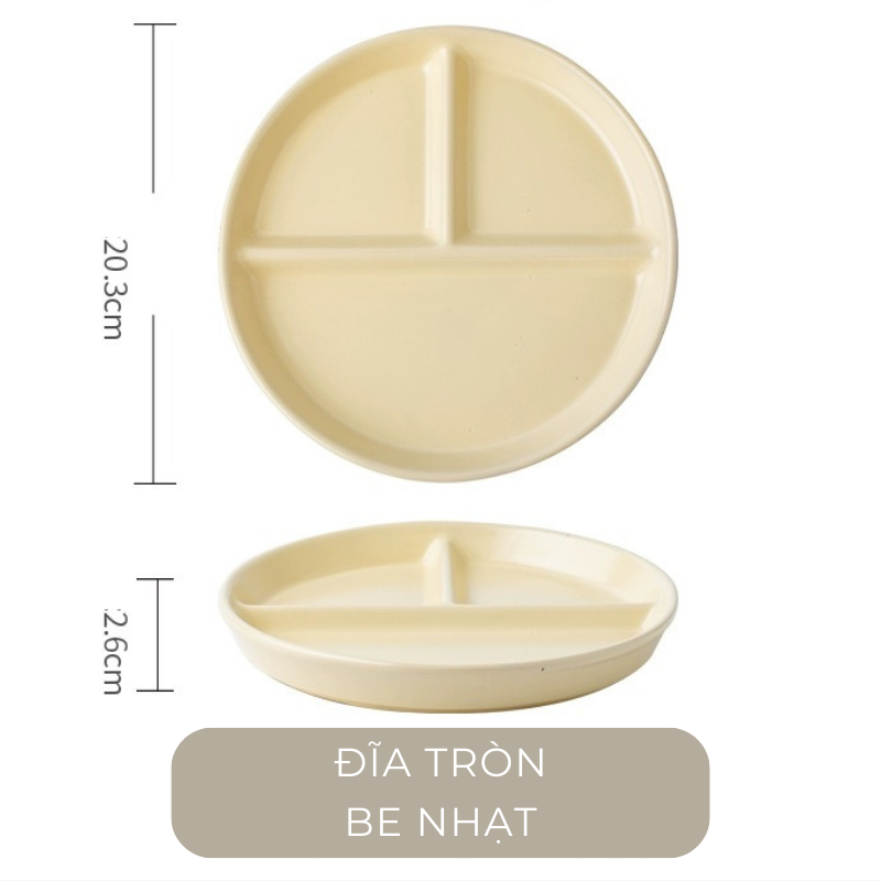 Đĩa sứ chia ngăn màu pastel