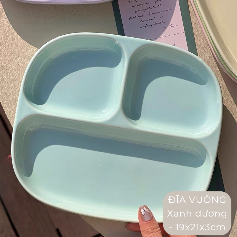 Đĩa sứ chia ngăn màu pastel