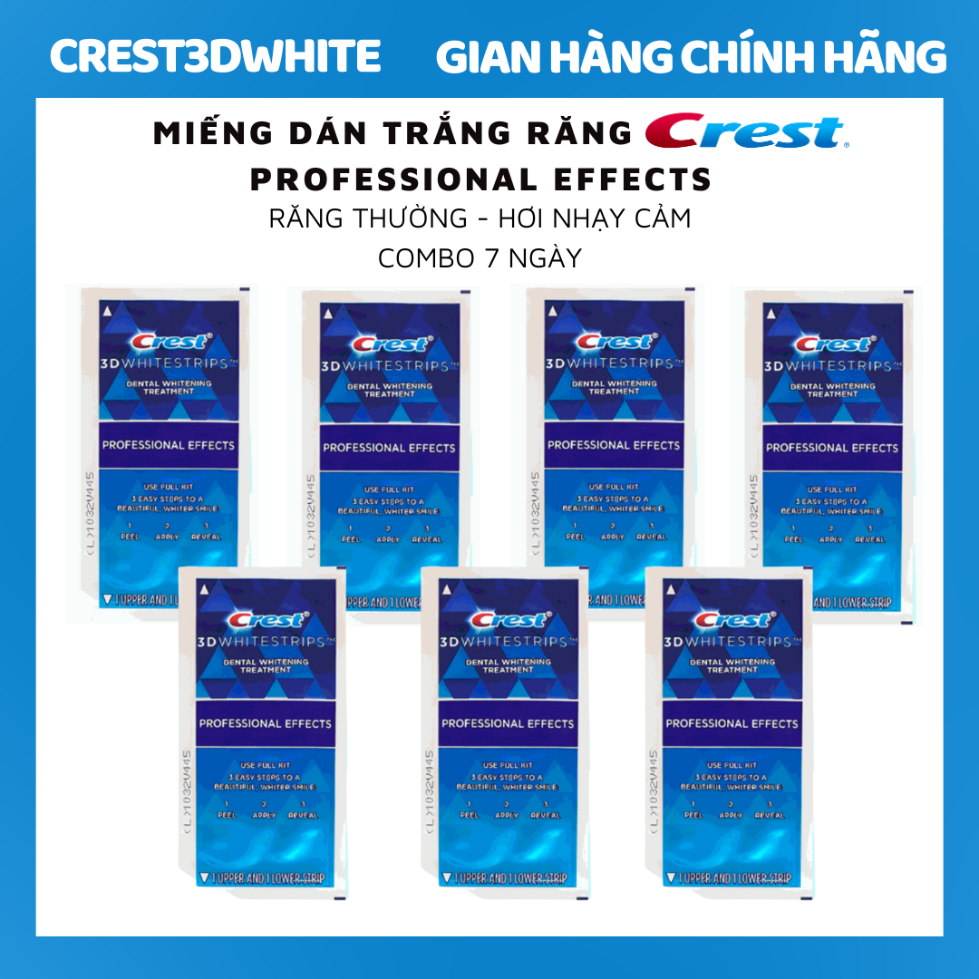 Miếng Dán Trắng Răng Crest 3D White Của Mỹ - Làm Trắng Răng Tại Nhà Tẩy Trắng Răng Cấp Tốc Combo 7 gói