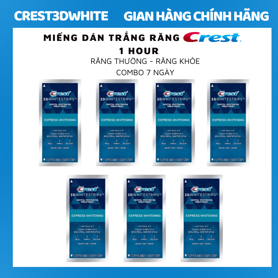 Miếng Dán Trắng Răng Crest 3D White Của Mỹ - Làm Trắng Răng Tại Nhà Tẩy Trắng Răng Cấp Tốc Combo 7 gói