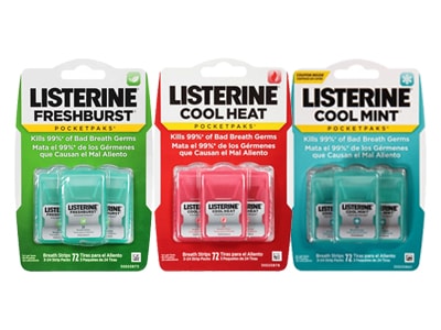 NGẬM THƠM MIỆNG LISTERINE COOL MINT POCKETMIST – VỈ 3 HỘP – 72 MIẾNG