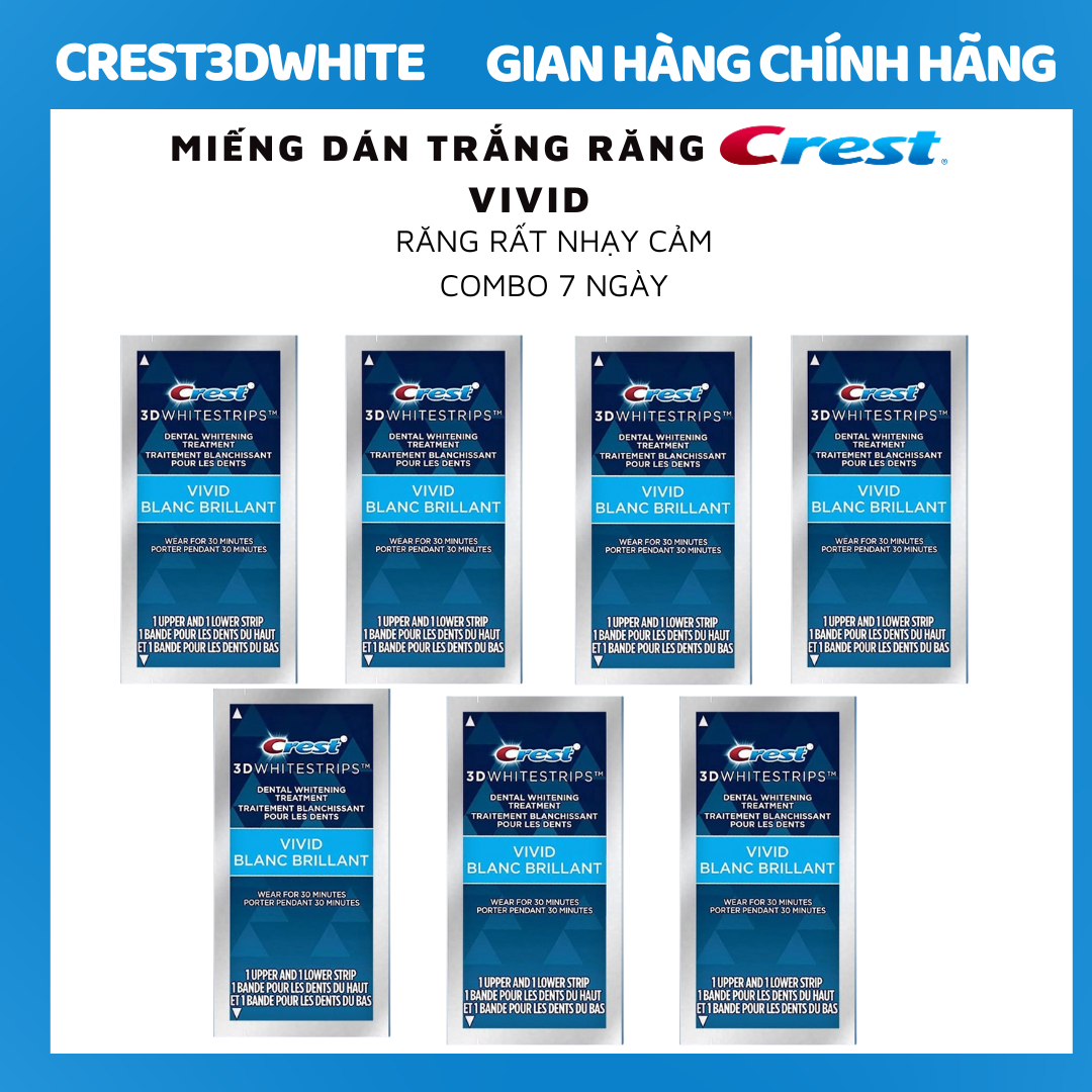 Miếng Dán Trắng Răng Crest 3D White Của Mỹ - Làm Trắng Răng Tại Nhà Tẩy Trắng Răng Cấp Tốc Combo 7 gói