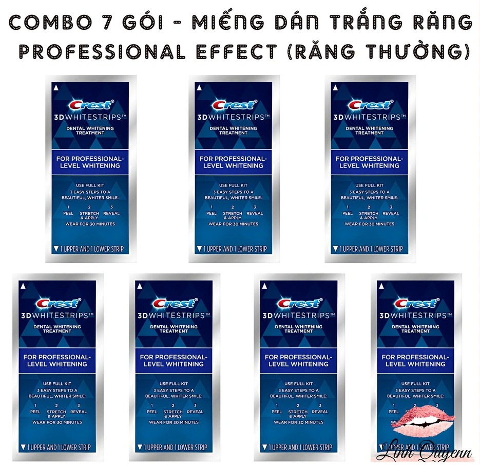 Combo 7 ngày - Miếng dán trắng răng Crest Professional Effect