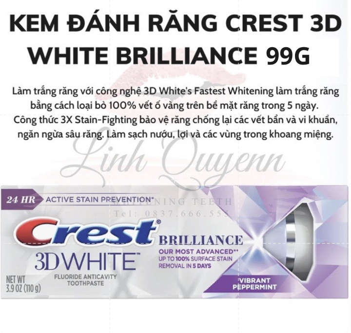 Kem đánh răng Crest 3D White Của Mỹ Làm Trắng Răng Tại Nhà Tẩy Trắng Răng Cấp Tốc