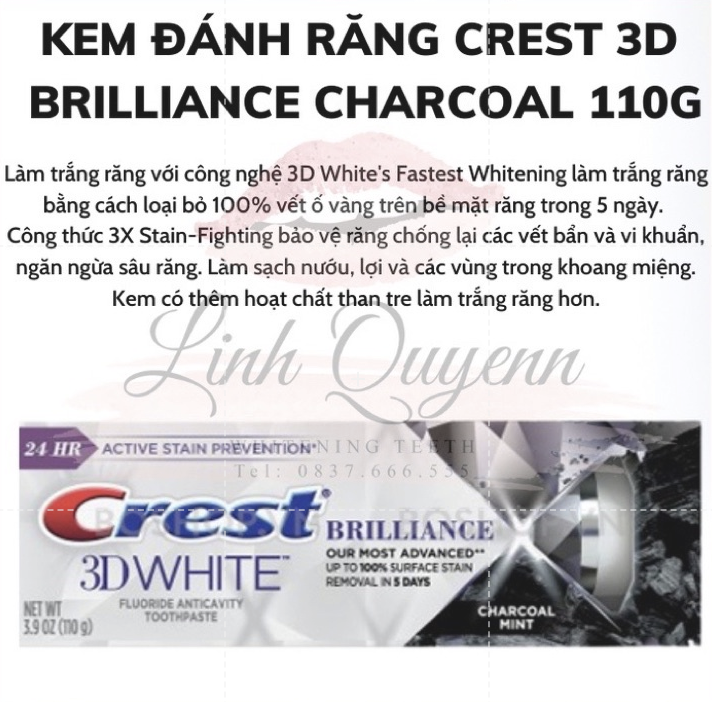 Kem đánh răng Crest 3D White Của Mỹ Làm Trắng Răng Tại Nhà Tẩy Trắng Răng Cấp Tốc