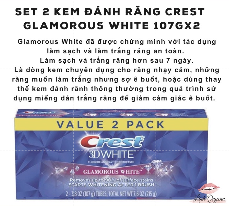 Kem đánh răng Crest 3D White Của Mỹ Làm Trắng Răng Tại Nhà Tẩy Trắng Răng Cấp Tốc