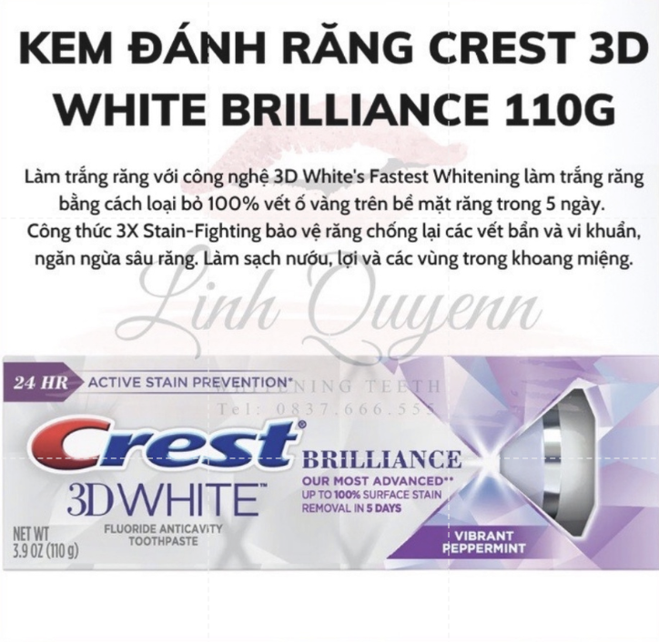 Kem đánh răng Crest 3D White Của Mỹ Làm Trắng Răng Tại Nhà Tẩy Trắng Răng Cấp Tốc