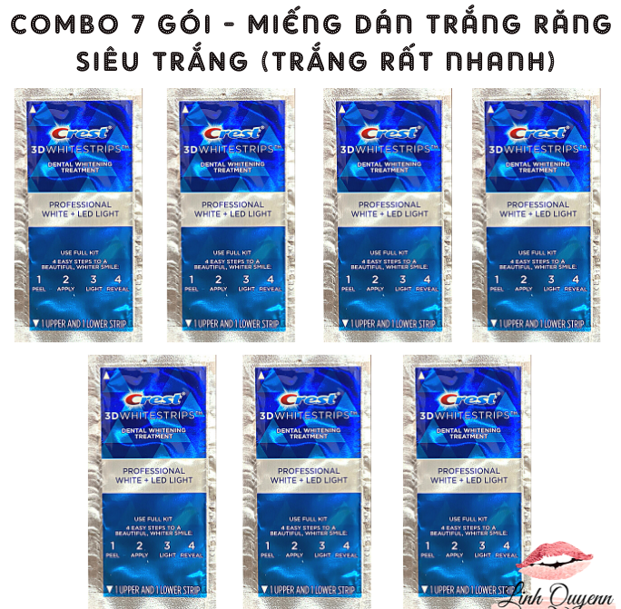 Combo 7 Ngày Miếng Dán Trắng Răng Crest 3D White Của Mỹ - Làm Trắng Răng Tại Nhà Tẩy Trắng Răng Cấp Tốc