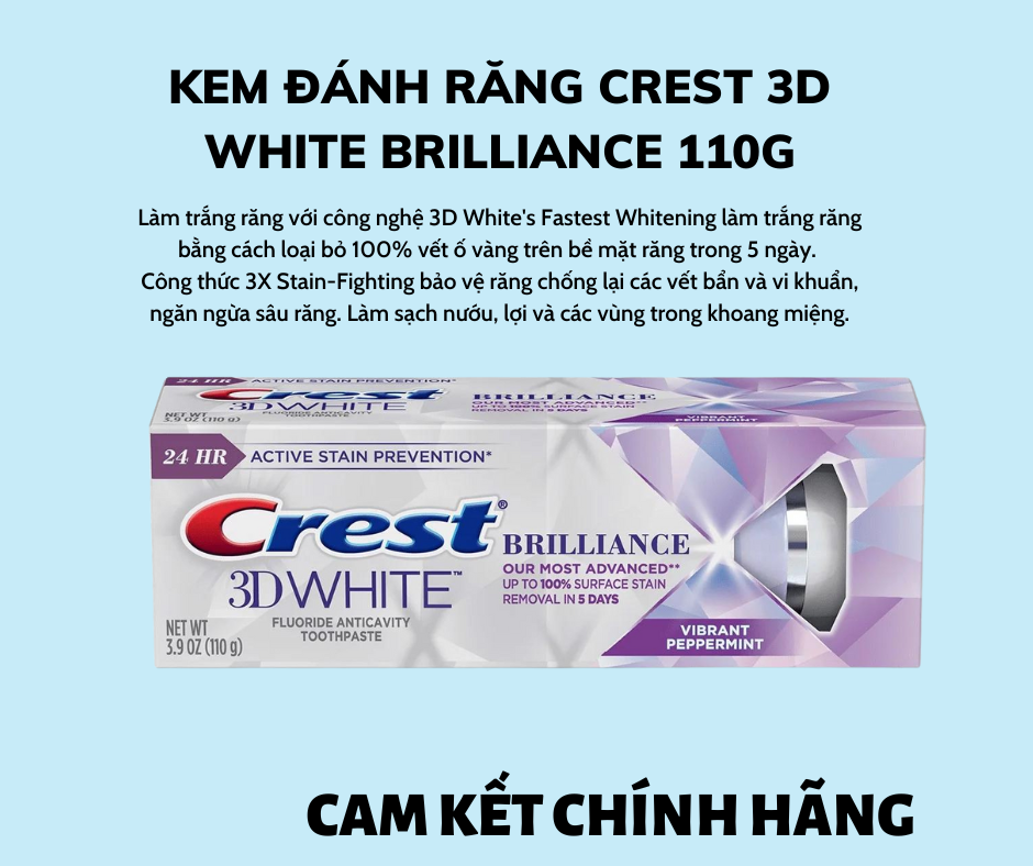 KEM ĐÁNH RĂNG CREST 3D WHITE BRILLIANCE 110G